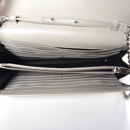 Saint Laurent Calfskin Crocodile Embossed Monogram Kate Wallet on Chain Perle 5 of 9