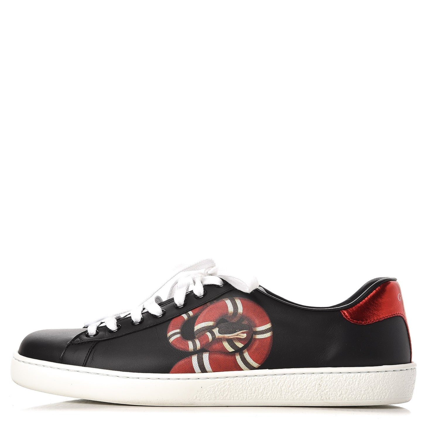 Calfskin Kingsnake Mens Ace Sneakers 8 Black Multicolor