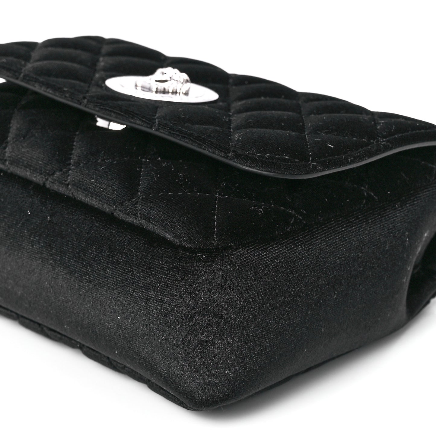 Velvet Quilted Icon Crossbody Bag Black