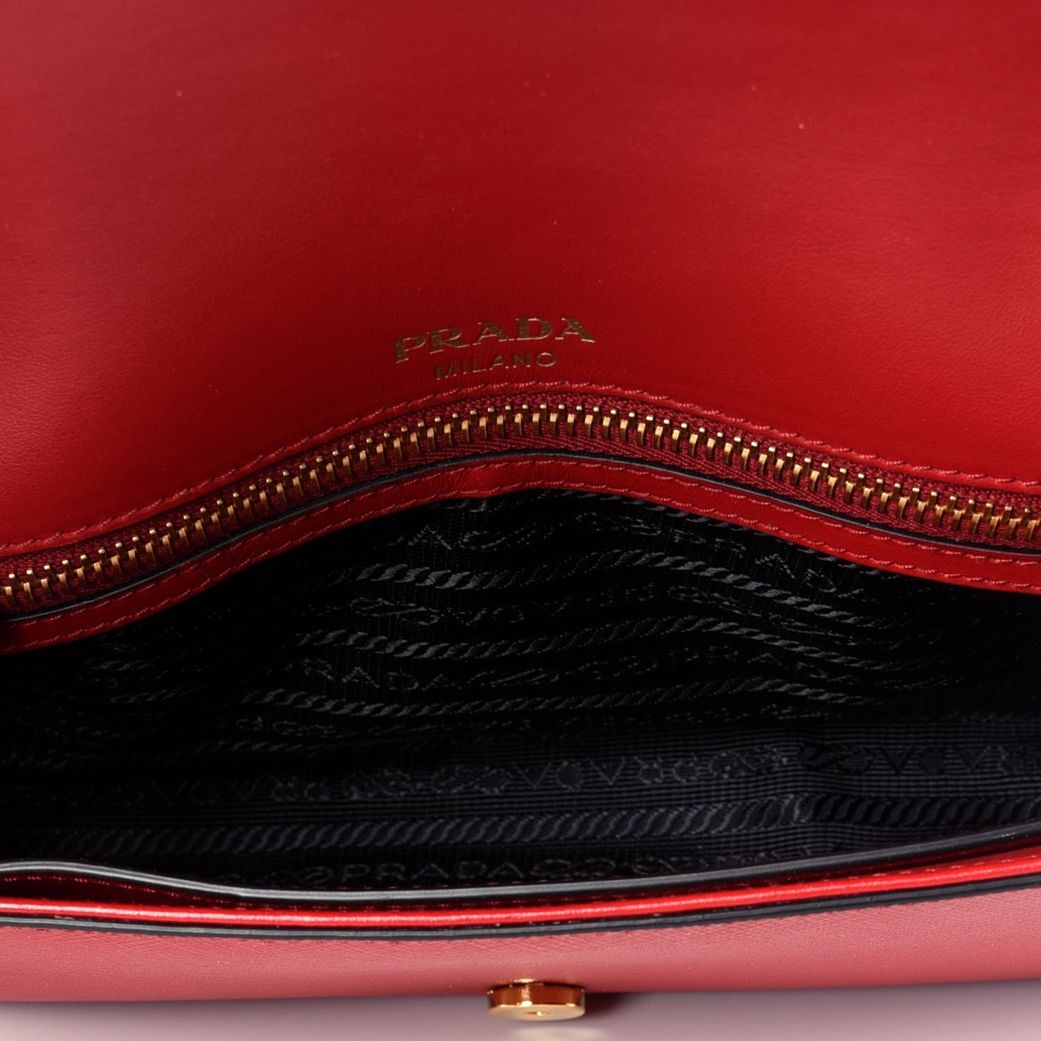 Prada Saffiano Pattina Chain Crossbody Bag Fuoco 6 of 9