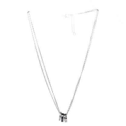 Cartier 18K White Gold Ceramic Diamond Three Ring LOVE Necklace 3 of 8