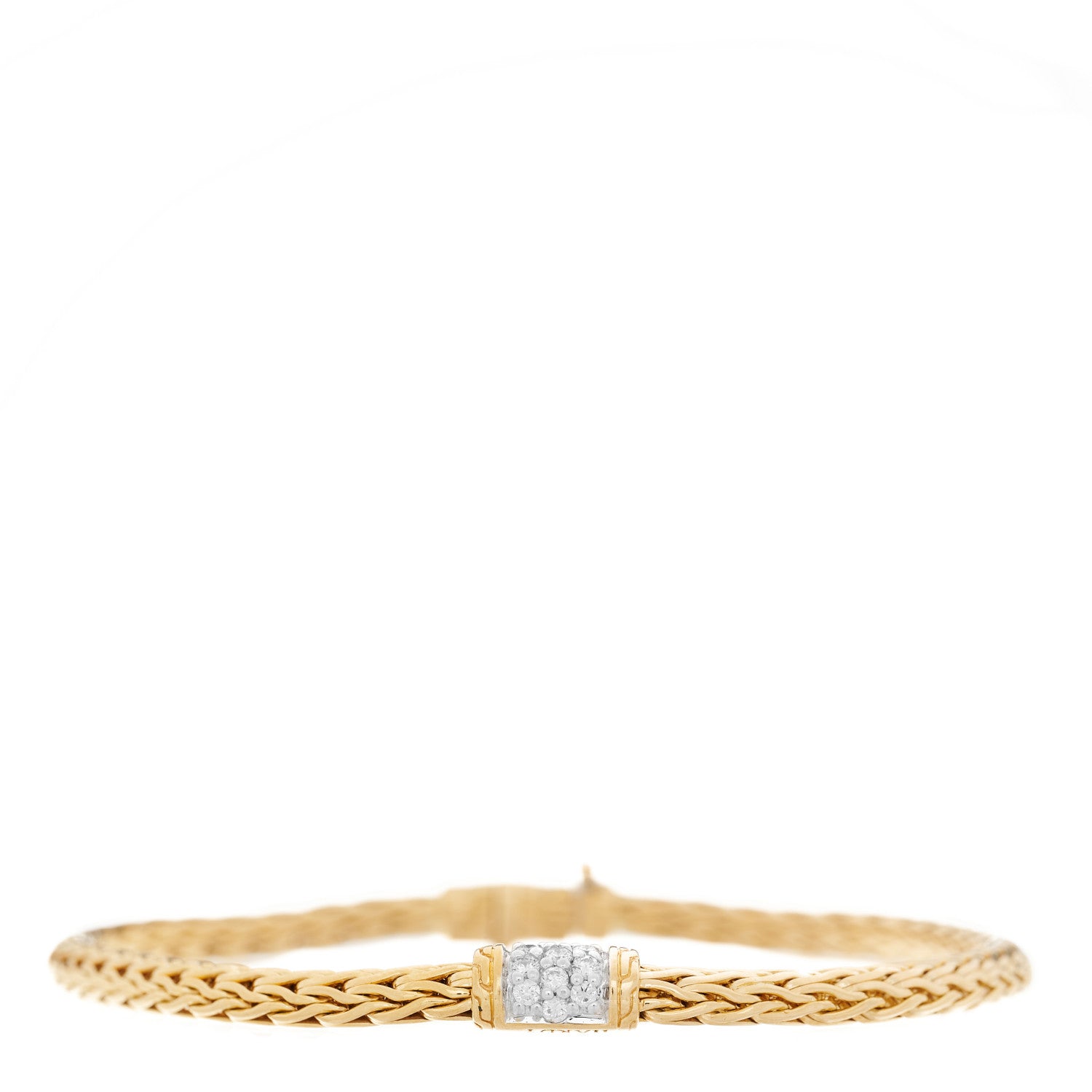 John Hardy 18K Yellow Gold Diamond 3.5mm Classic Chain Bracelet 1 of 4