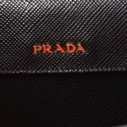Prada Saffiano Cuir Large Double Bag Black Fuoco 6 of 9