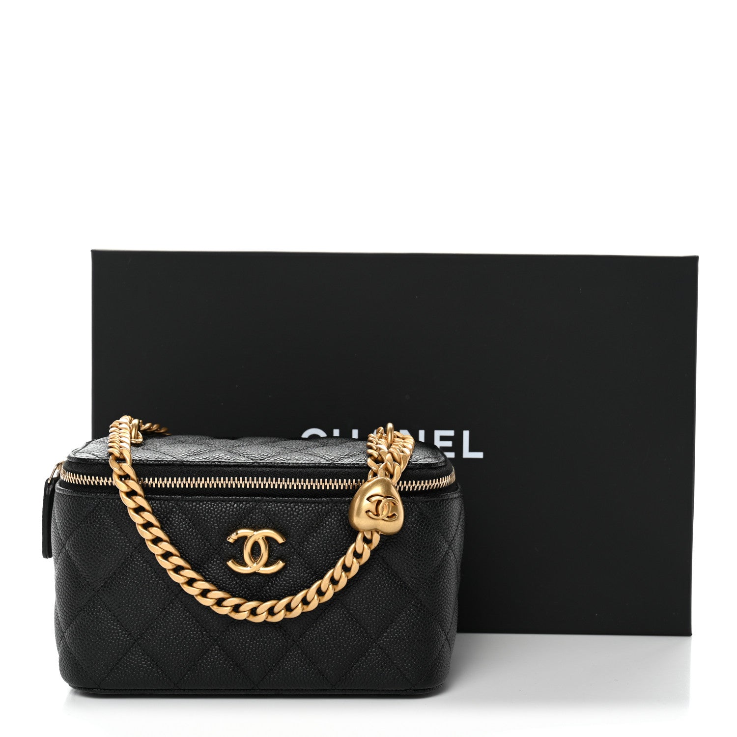 Chanel Caviar Quilted Sweetheart Vanity Case Black 12 of 12