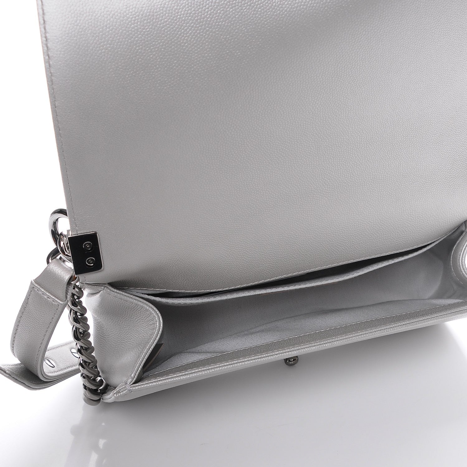 Chanel Metallic Caviar Quilted Medium Boy Flap Silver 6 of 9
