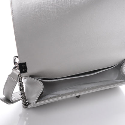 Chanel Metallic Caviar Quilted Medium Boy Flap Silver 6 of 9