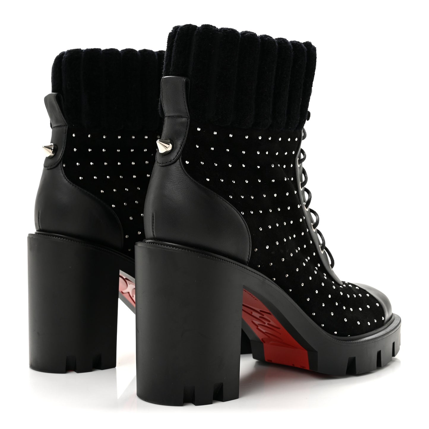 Calfskin Suede Cake Velvet Studded Dakita Lug 70 Boots 37.5 Black