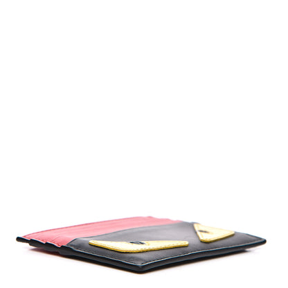 Fendi Vitello Century Monster Eyes Inlay Card Holder Black Giallo Rosso 4 of 9