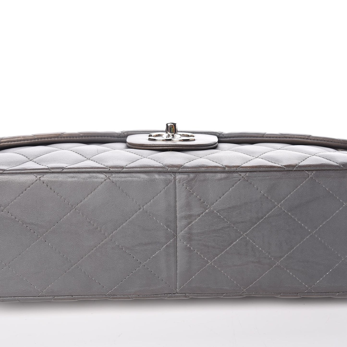 Lambskin Quilted Jumbo Single Flap Grey