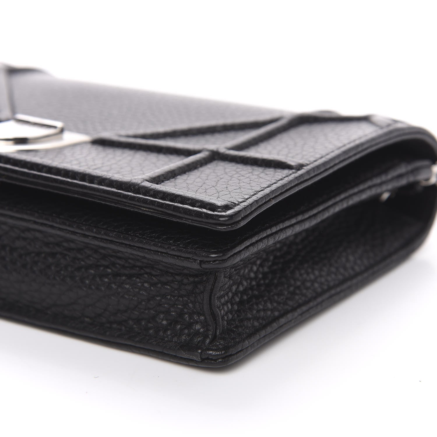 Christian Dior Grained Calfskin Diorama Wallet on Chain Pouch Black 8 of 8