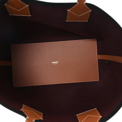 Burberry Cotton Vintage Check Medium London Tote Bag Briar Brown Black 6 of 12