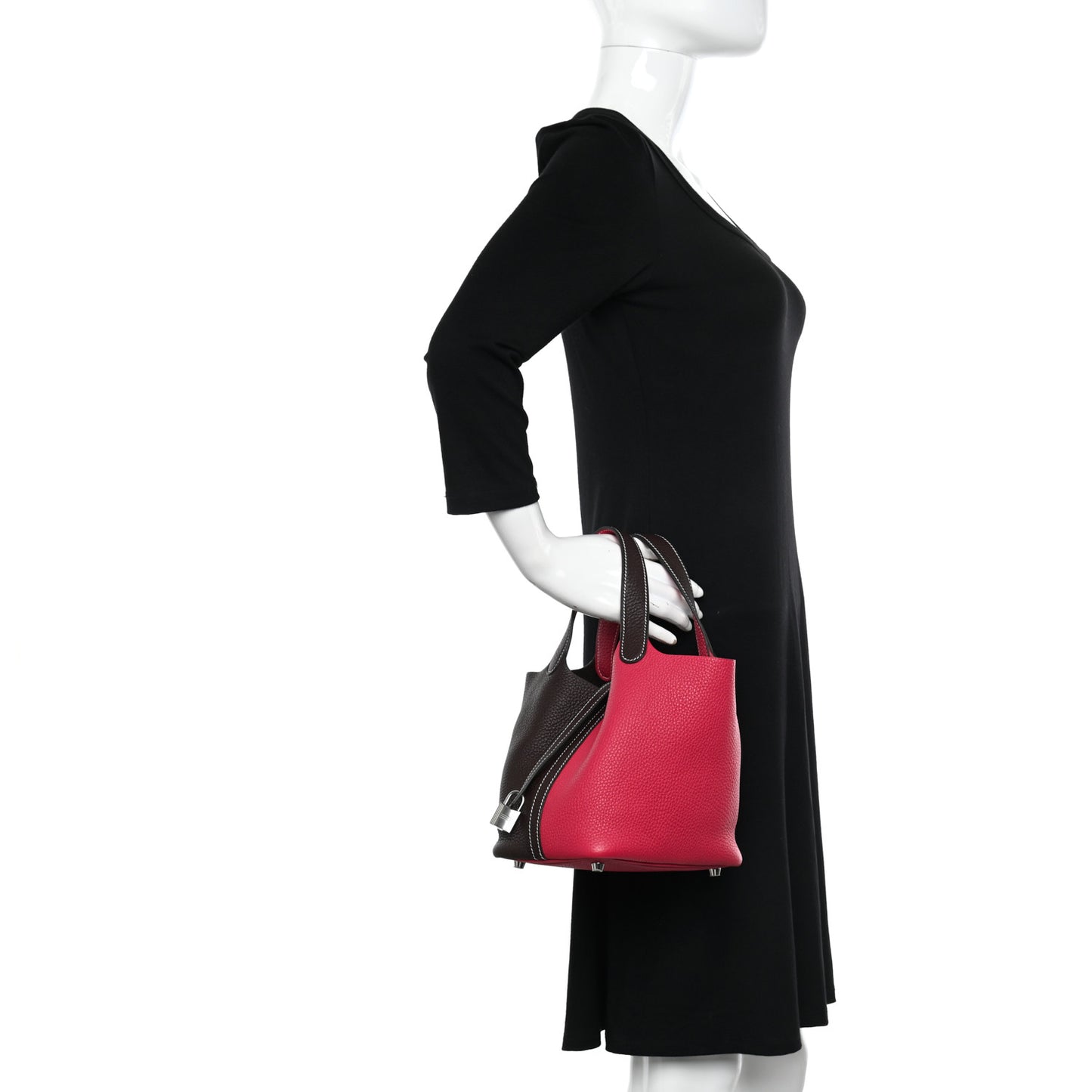 Taurillon Clemence Casaque Picotin Lock 18 PM Rouge Sellier Framboise