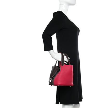 Hermes Taurillon Clemence Casaque Picotin Lock 18 PM Rouge Sellier Framboise 2 of 10