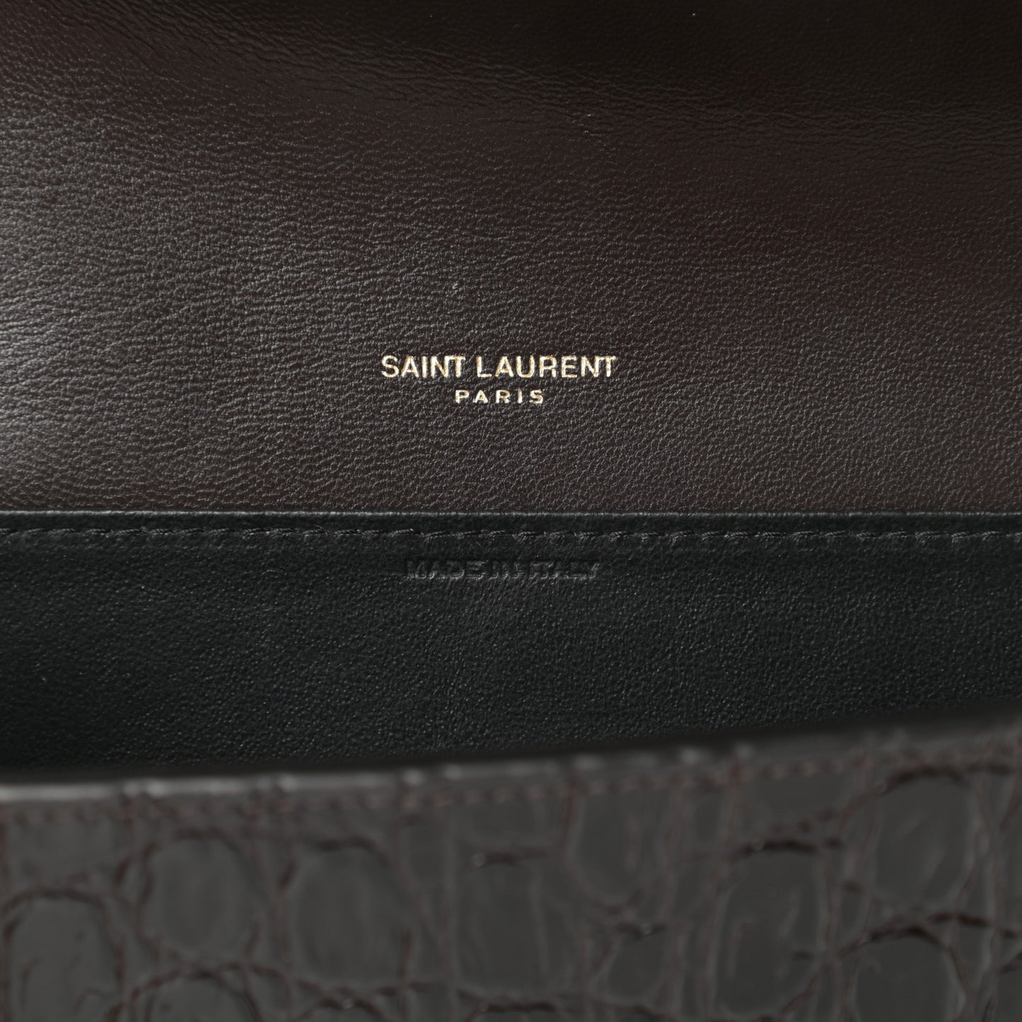 Calfskin Crocodile Embossed Monogram Uptown Chain Wallet Fondente
