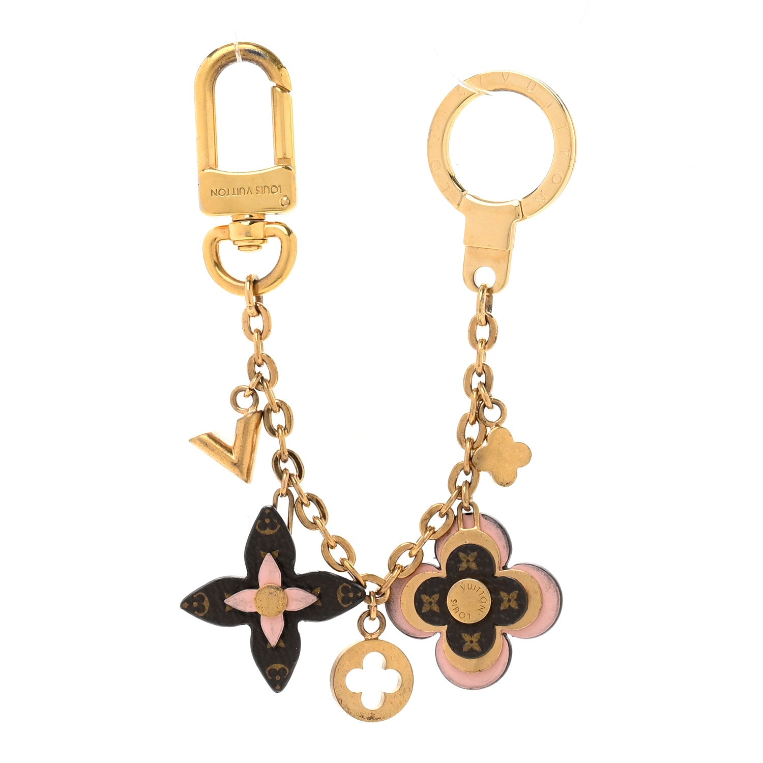 Louis Vuitton Brass Monogram Blooming Flowers Bag Charm Key Holder Rose Ballerine 1 of 4