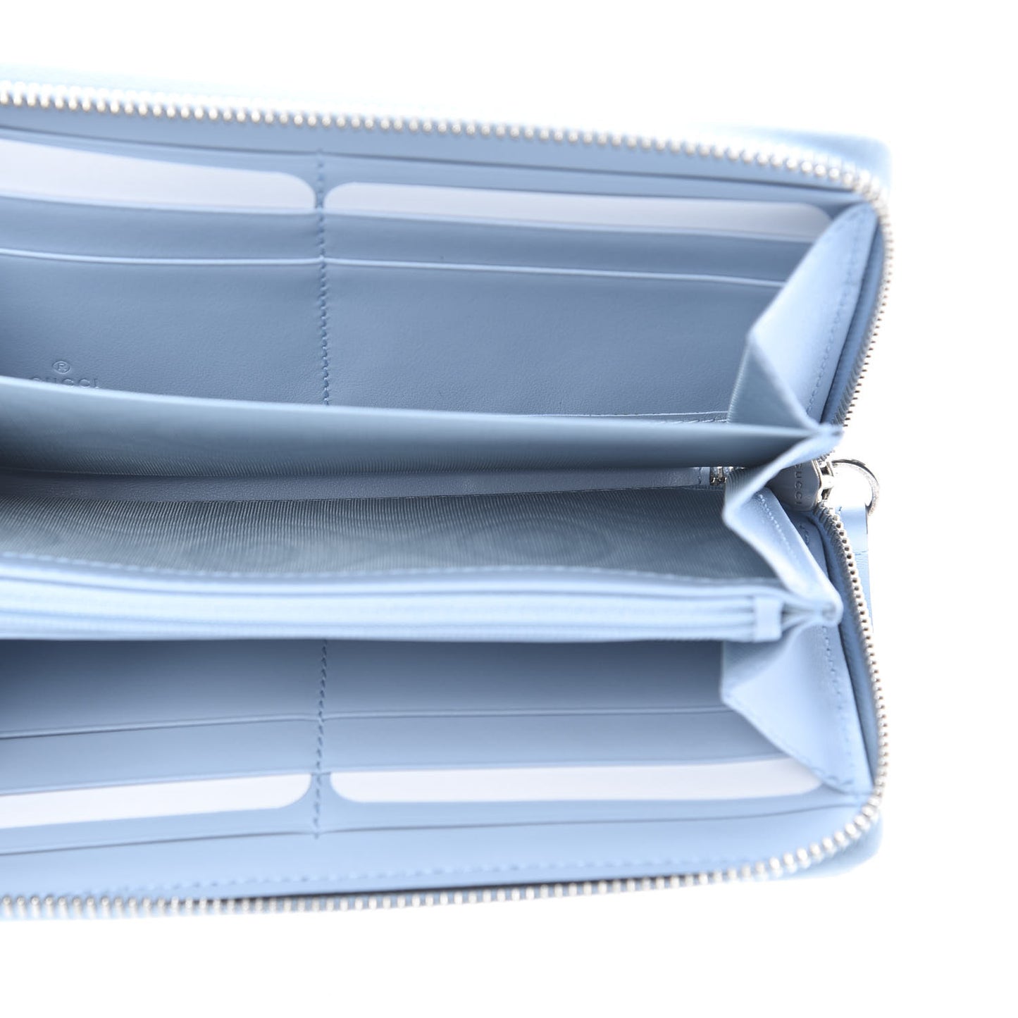 Calfskin Matelasse GG Marmont Zip Around Wallet Porcelain Light Blue