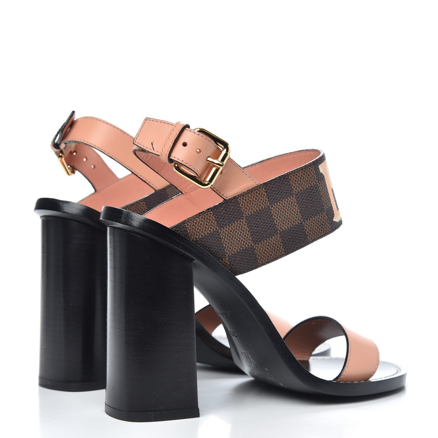 Calfskin Damier Ebene Passenger Heeled Sandals 39