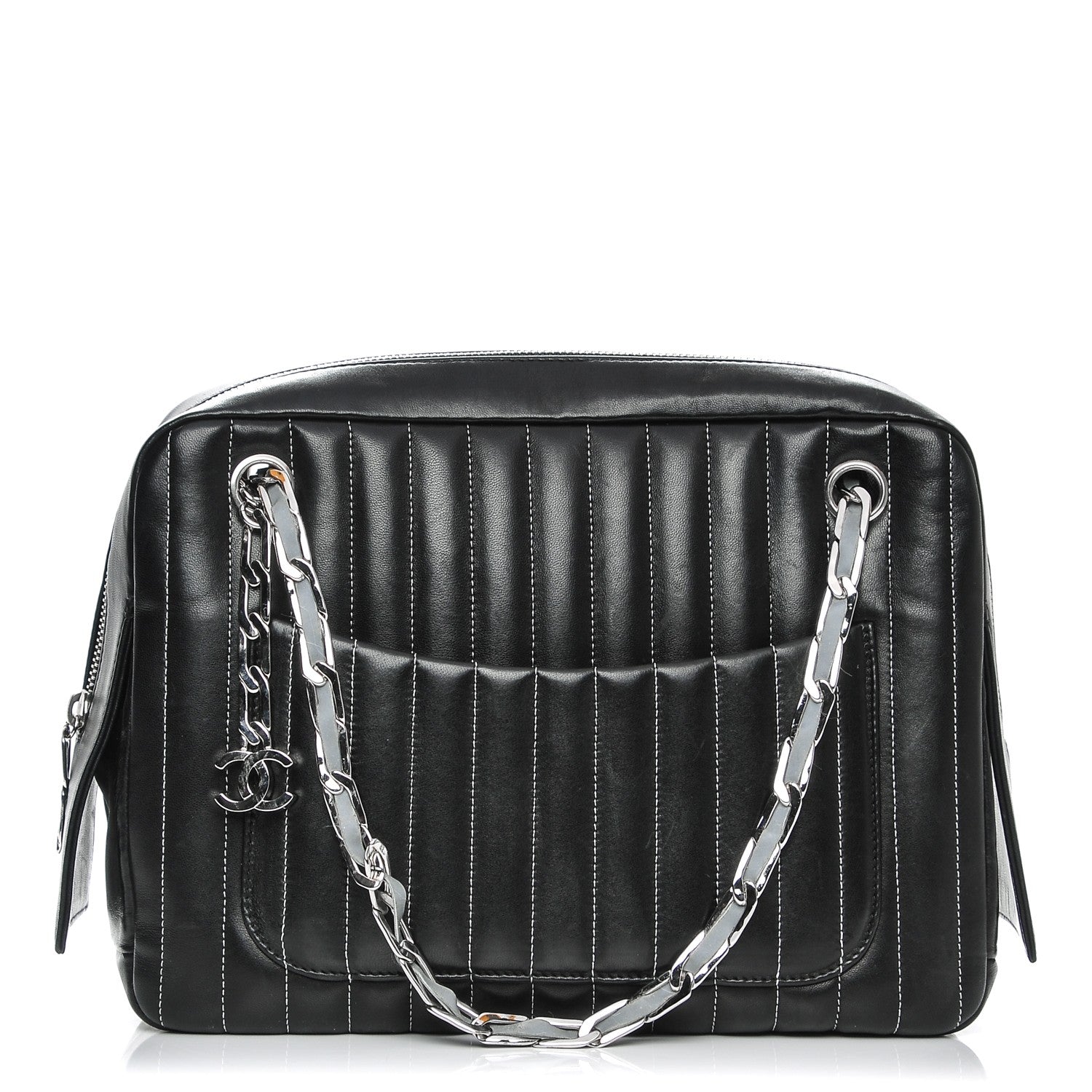 Chanel Lambskin Vertical Quilted Mademoiselle Small Camera Case Black 1 of 14