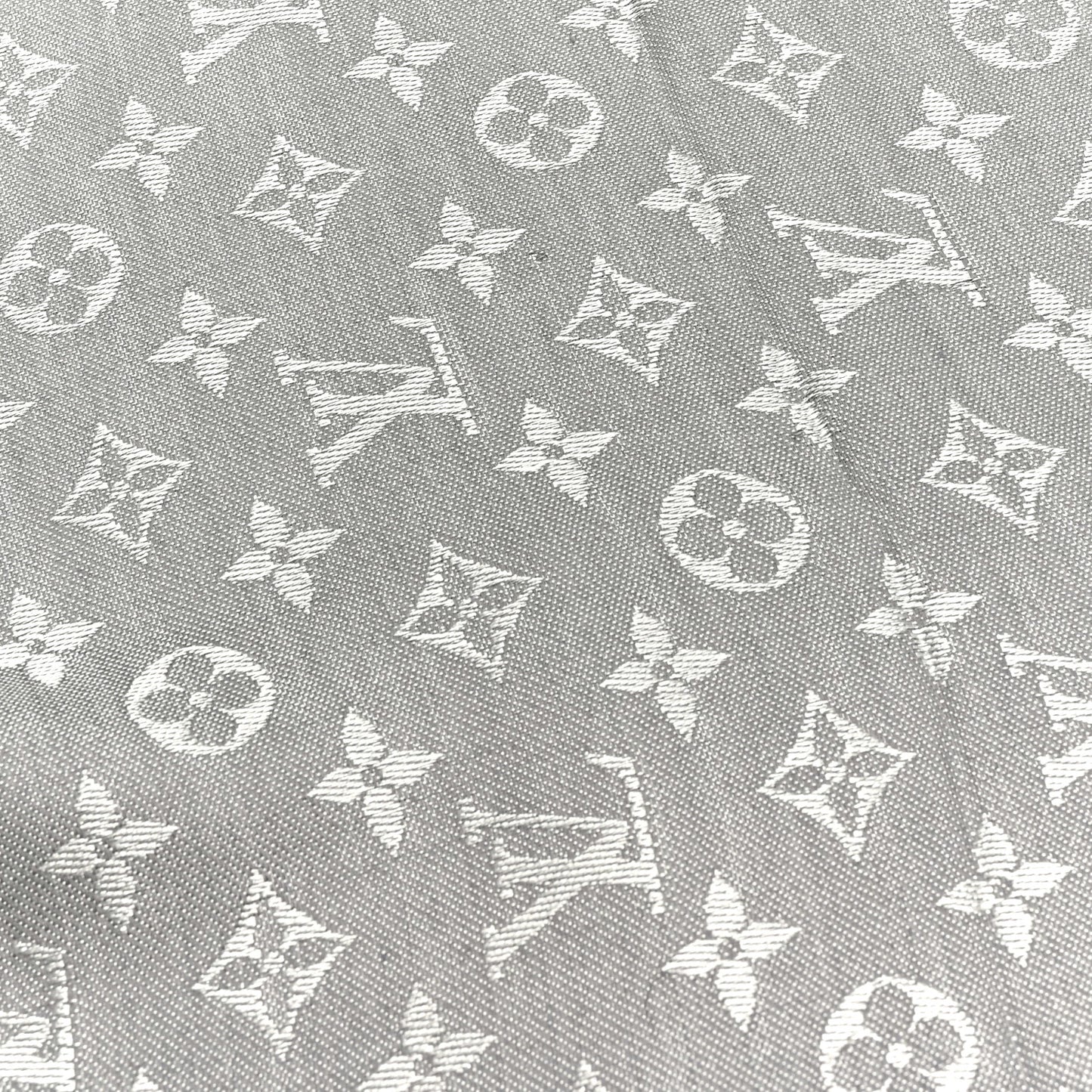 Wool Silk Monogram Denim Shawl Pearl Grey