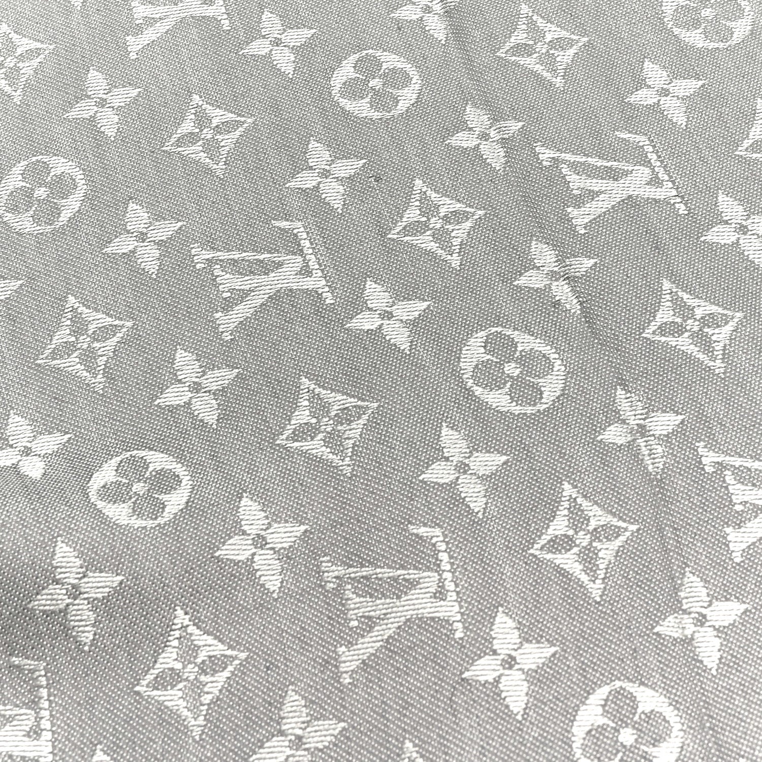 Louis Vuitton Wool Silk Monogram Denim Shawl Pearl Grey 5 of 5