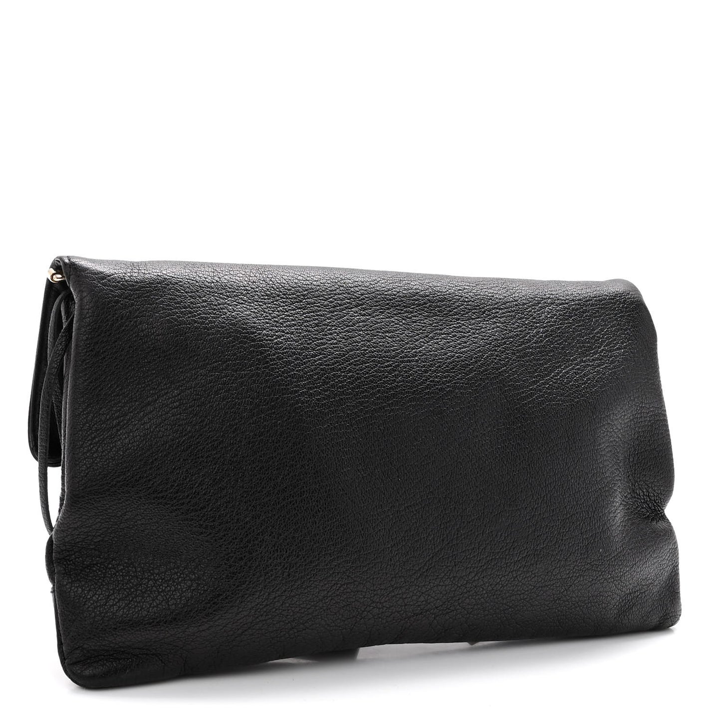 Chevre Gold Metallic Edge Hardware Envelope Clutch Black