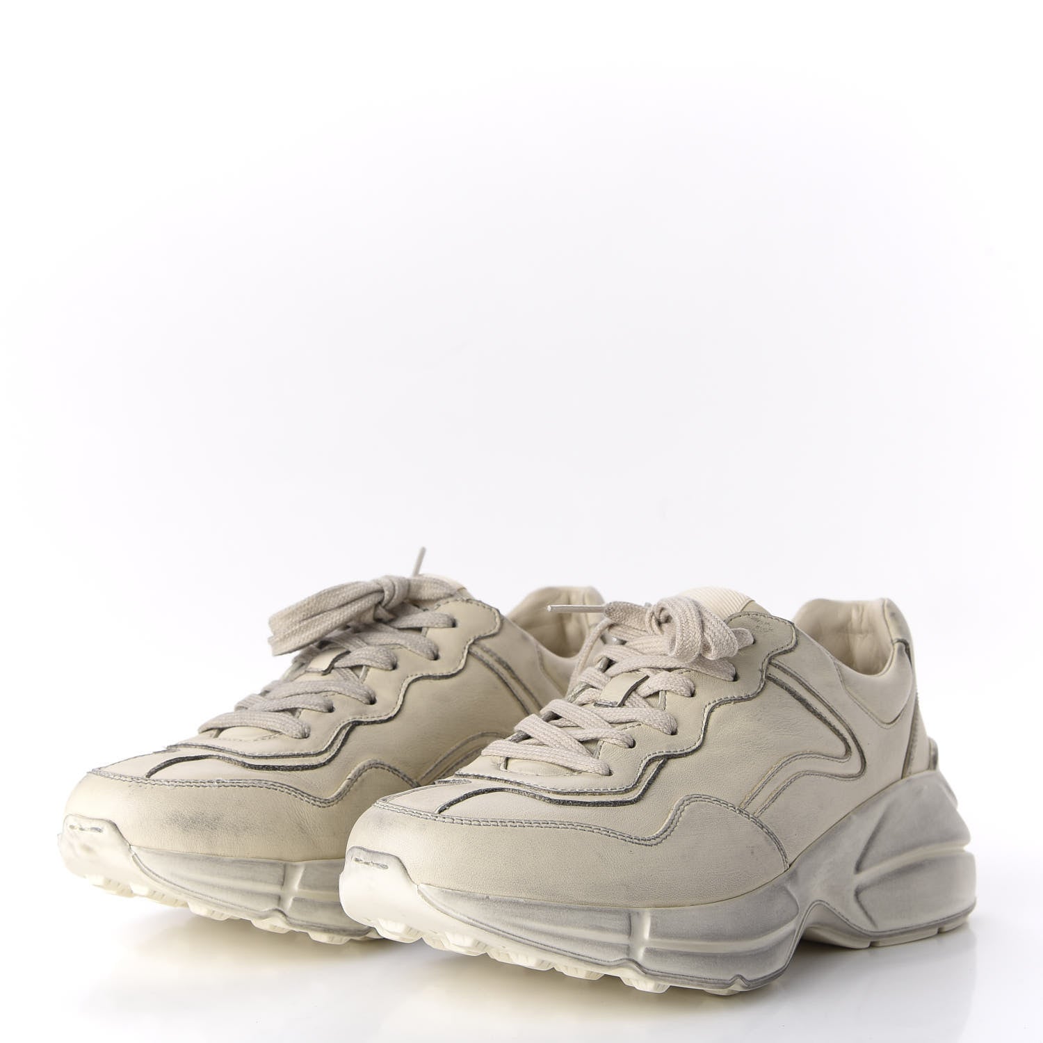 Gucci Soft Calfskin Womens Rhyton Sneakers 38 Ivory 3 of 9