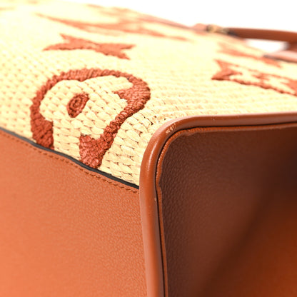 Louis Vuitton Raffia Calfskin Monogram Giant Onthego MM Tan 11 of 12