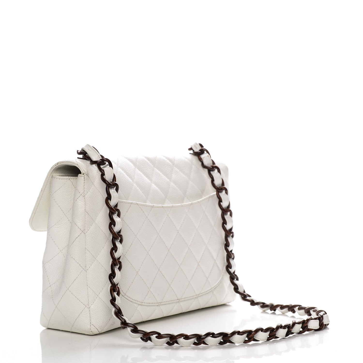 Chanel Caviar Quilted Bekko Jumbo Single Flap White 3 of 10