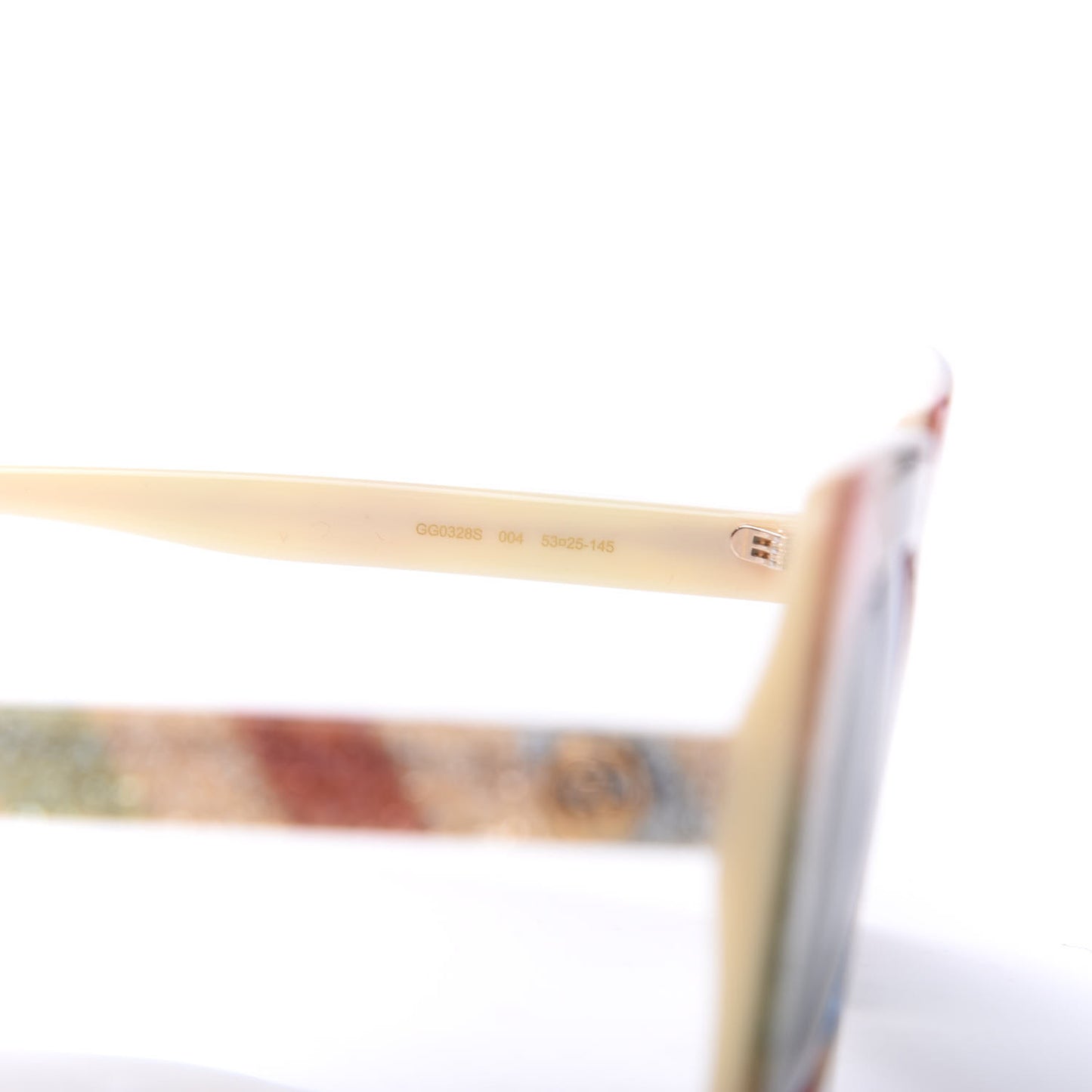 Square Frame Stripe Glitter GG0328S Sunglasses Ivory Multicolor