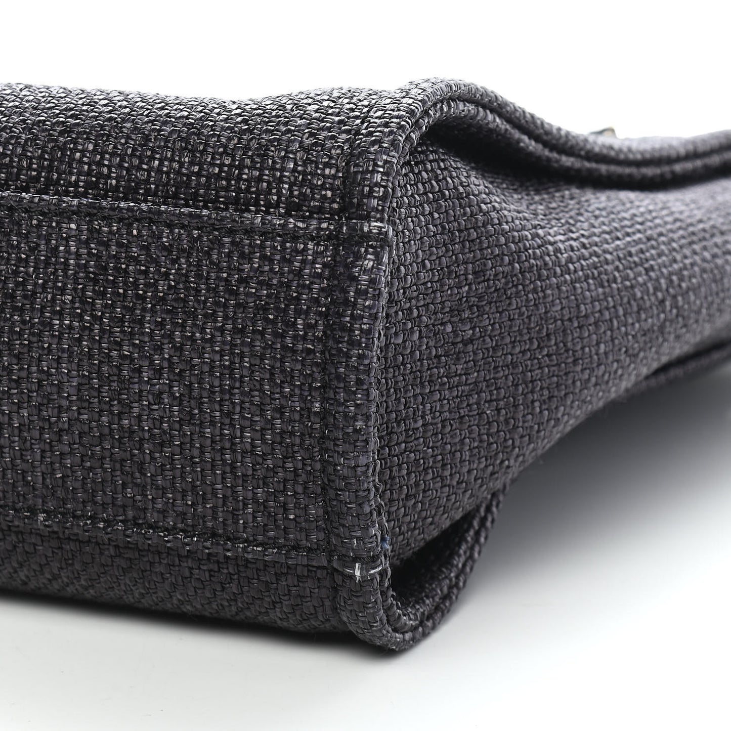 Woven Straw Raffia Mini Deauville Tote Black