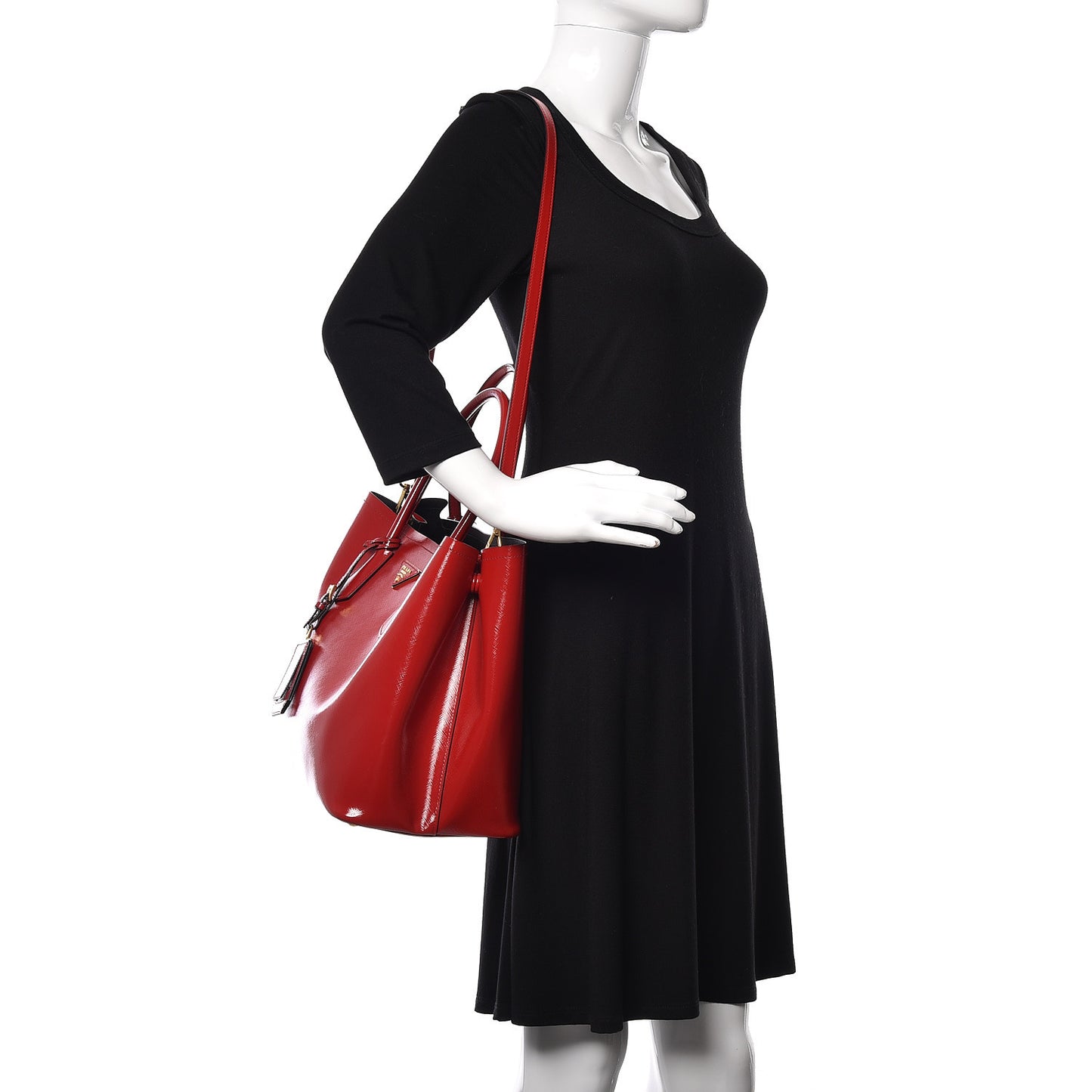 Saffiano Vernice Medium Double Bag Rosso