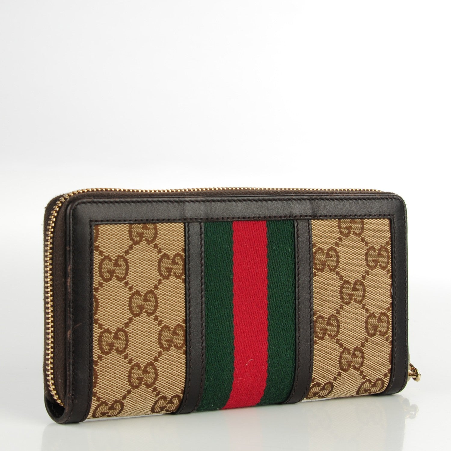 Gucci Monogram Web Rania Zip Around Wallet Brown 3 of 7