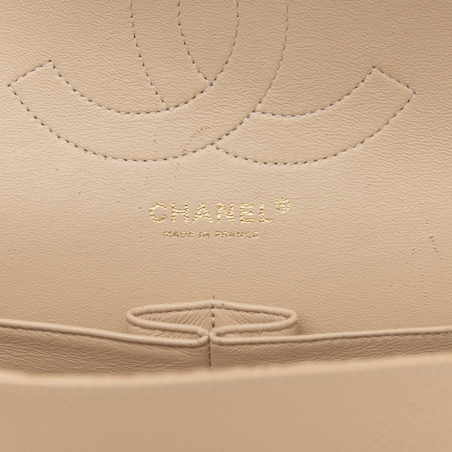 Caviar Quilted Jumbo Double Flap Light Beige