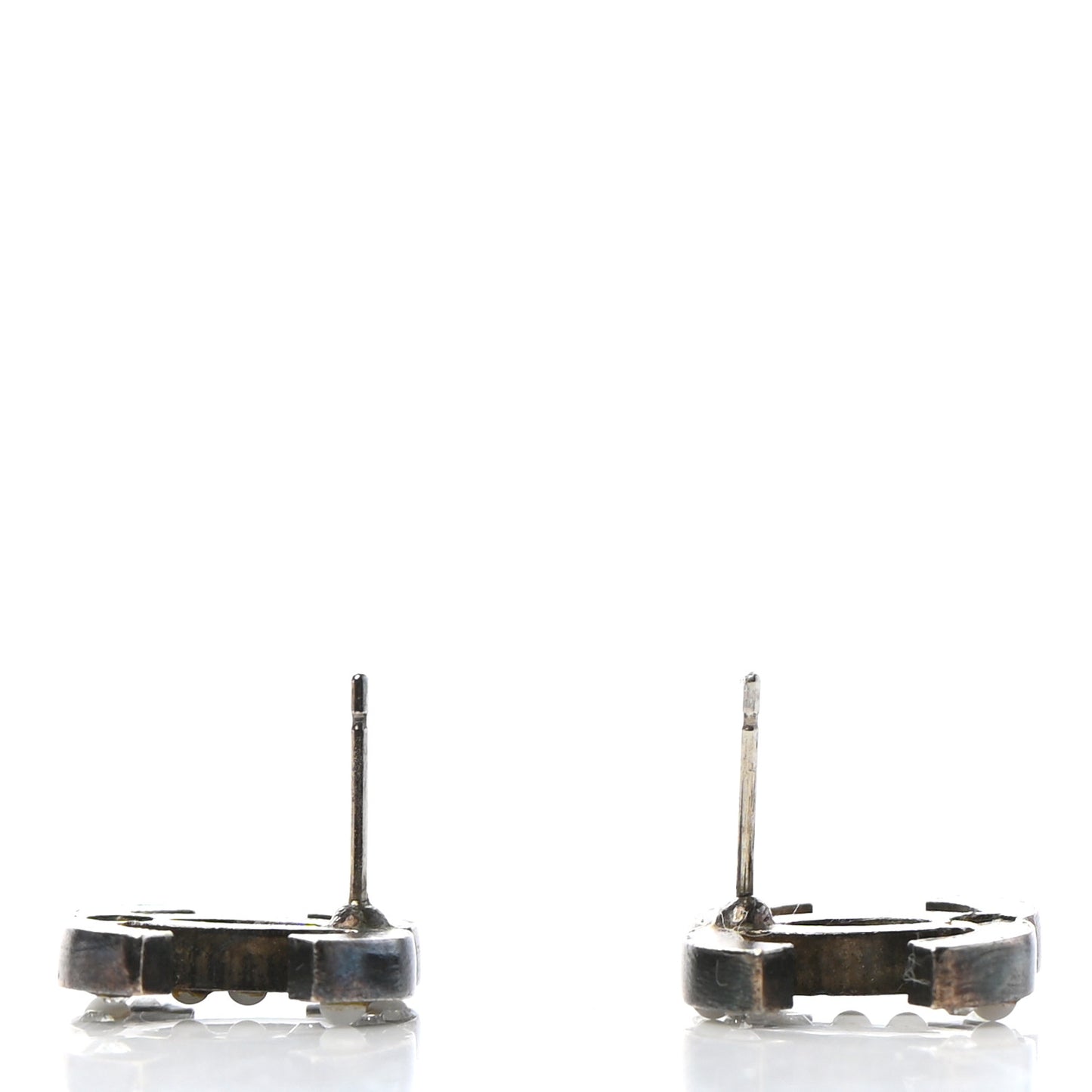 Resin Crystal Pearl CC Earrings Black