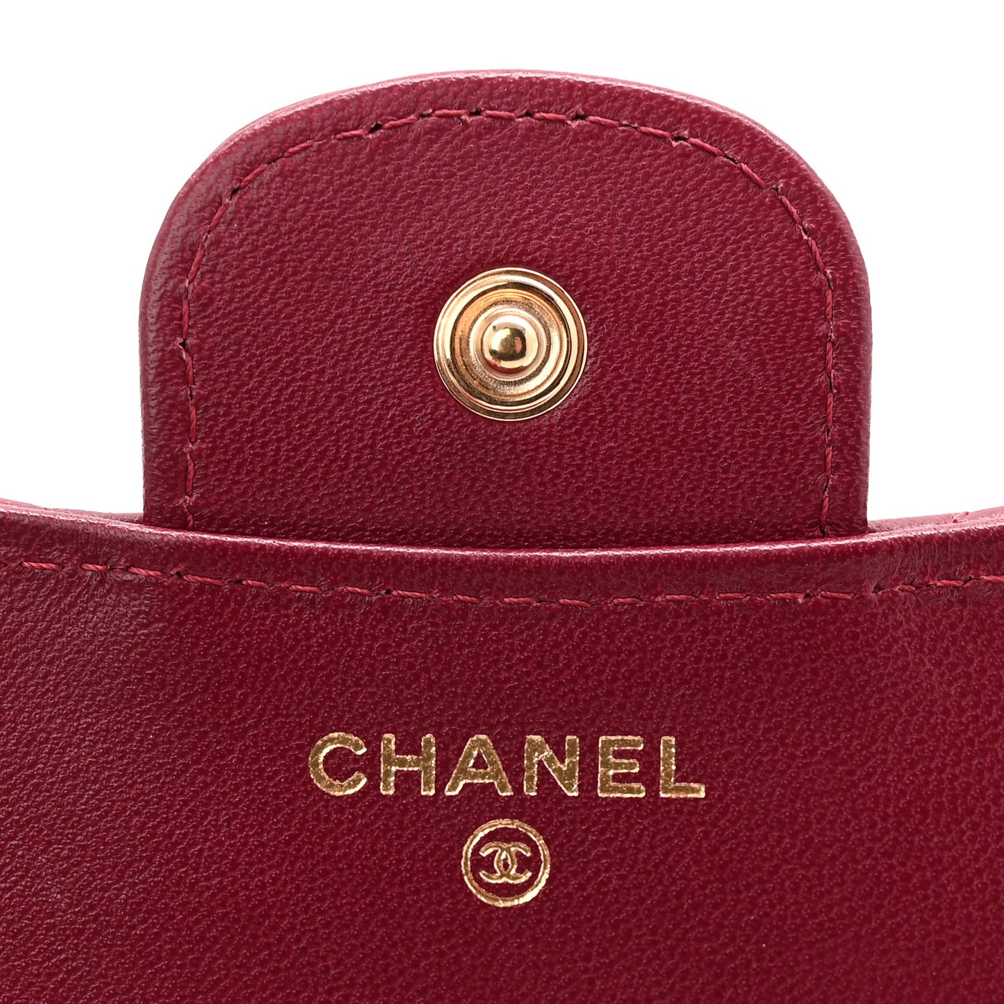 Lambskin Quilted Top Handle Flap Coin Purse With Chain Burgundy
