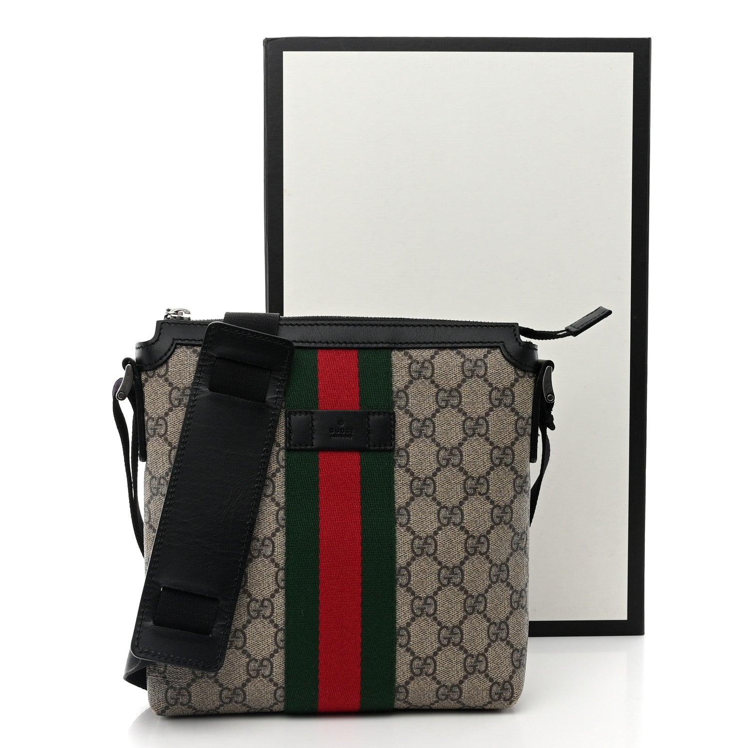 Gucci GG Supreme Monogram Web Messenger Bag Black 14 of 14