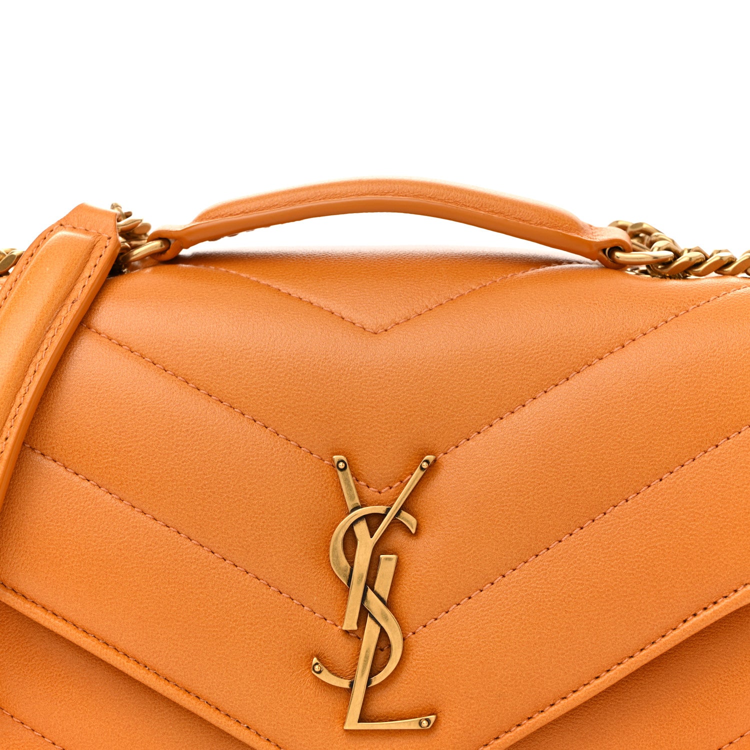 Saint Laurent Lambskin Chevron Quilted Small Loulou Bag Sunflower 9 of 12