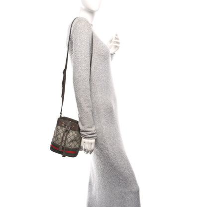 Gucci GG Supreme Monogram Web Mini Ophidia Bucket Bag Brown 2 of 10