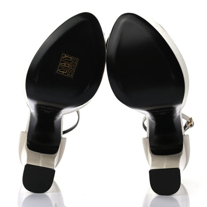 Saint Laurent Goatskin SAtin Jodie Flower Platform Sandals 38 Pearl 5 of 8
