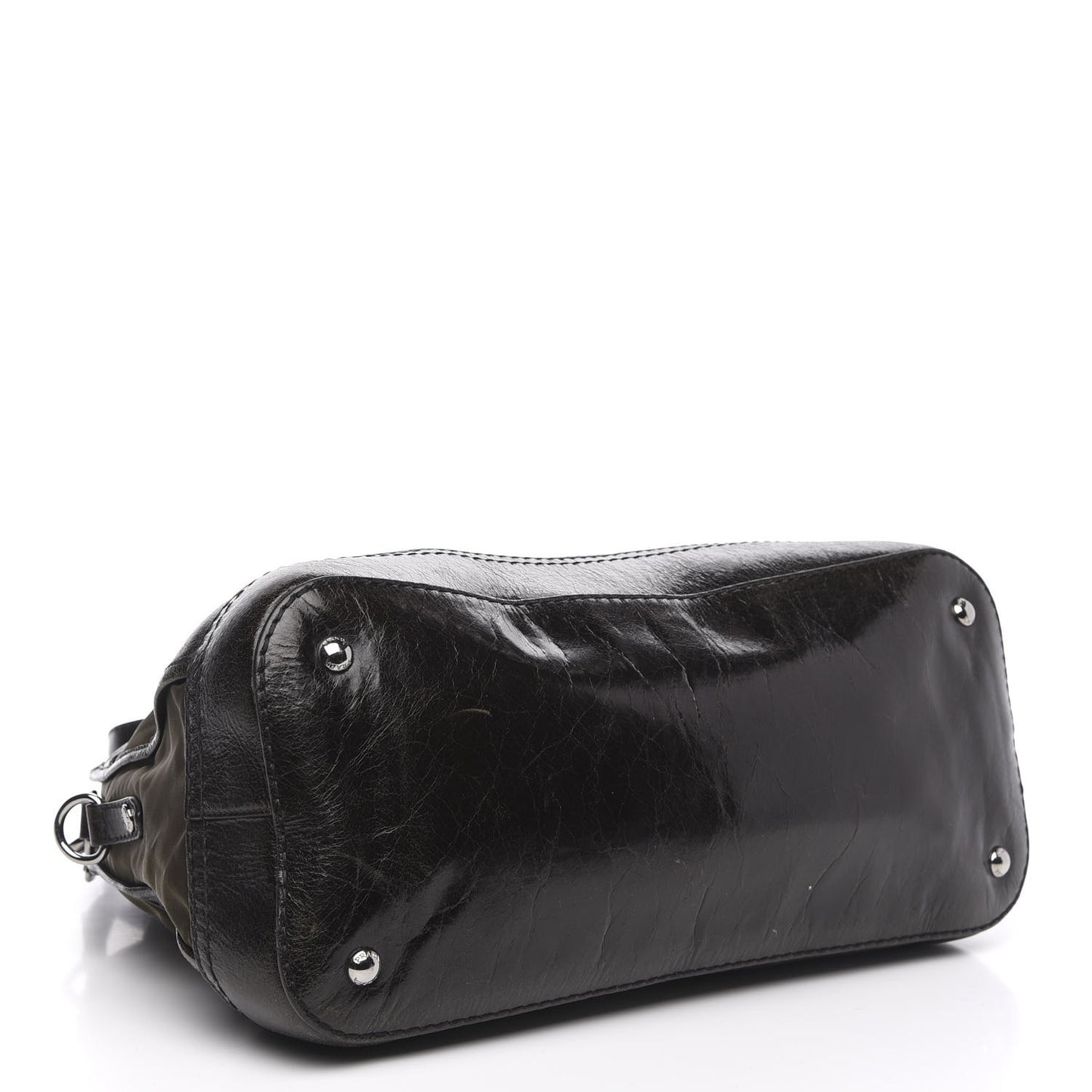 Tessuto Nylon Vitello Shine Dome Satchel Mimetico