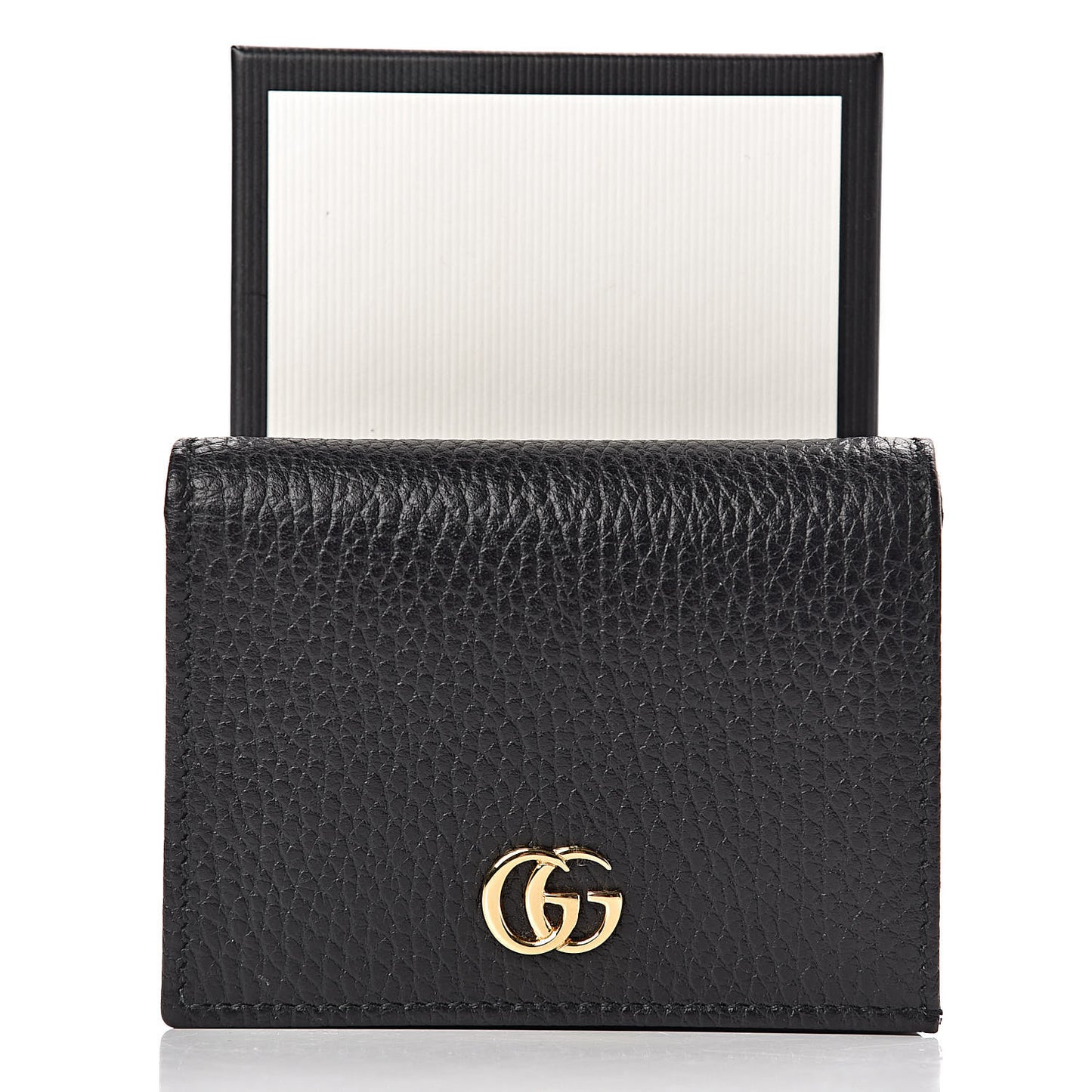 Pebbled Calfskin GG Marmont Card Case Black