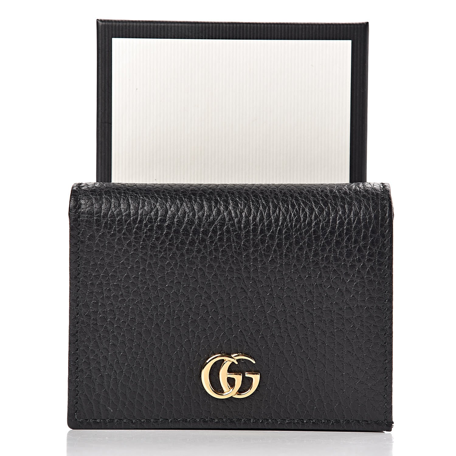 Gucci Pebbled Calfskin GG Marmont Card Case Black 9 of 9