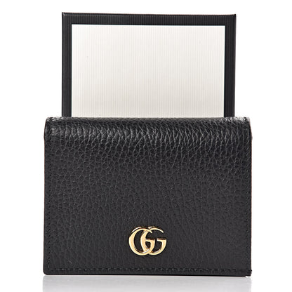 Gucci Pebbled Calfskin GG Marmont Card Case Black 9 of 9