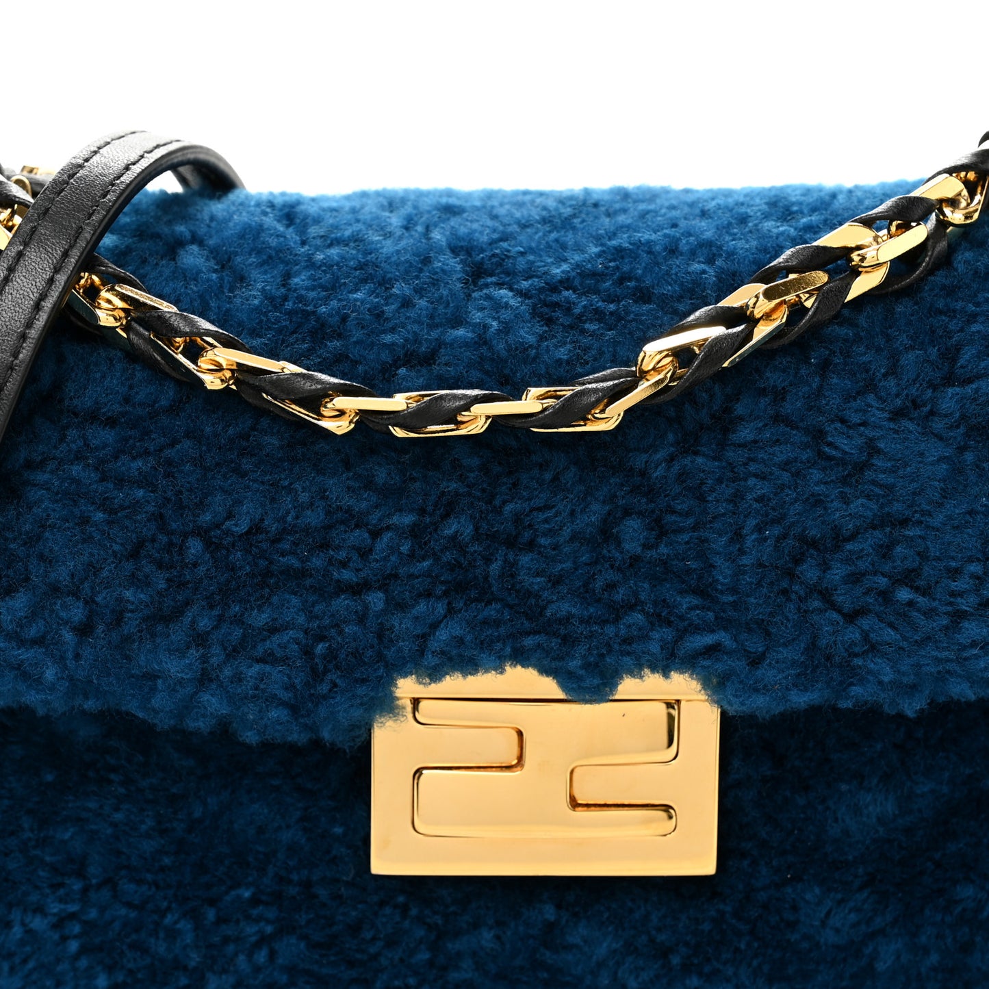 Shearling Nappa Mini Be Baguette Shoulder Bag Blue Black