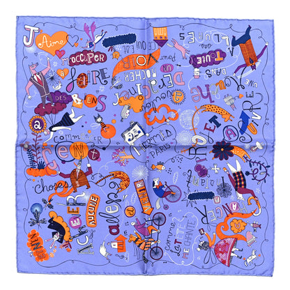 Hermes Silk Les Confessions Pocket Square Lavande Corail Rose 1 of 4