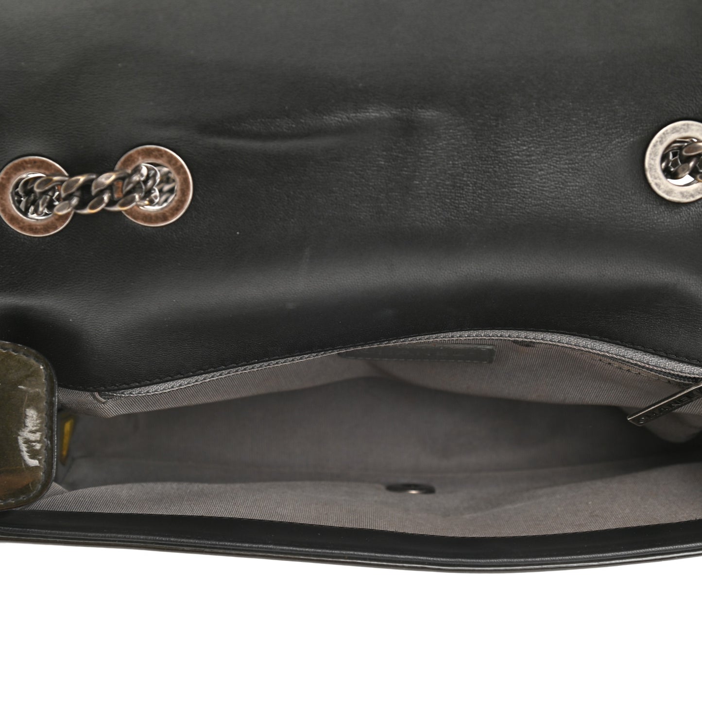 Patent Quilted Medium Coco Boy Flap Dark Green