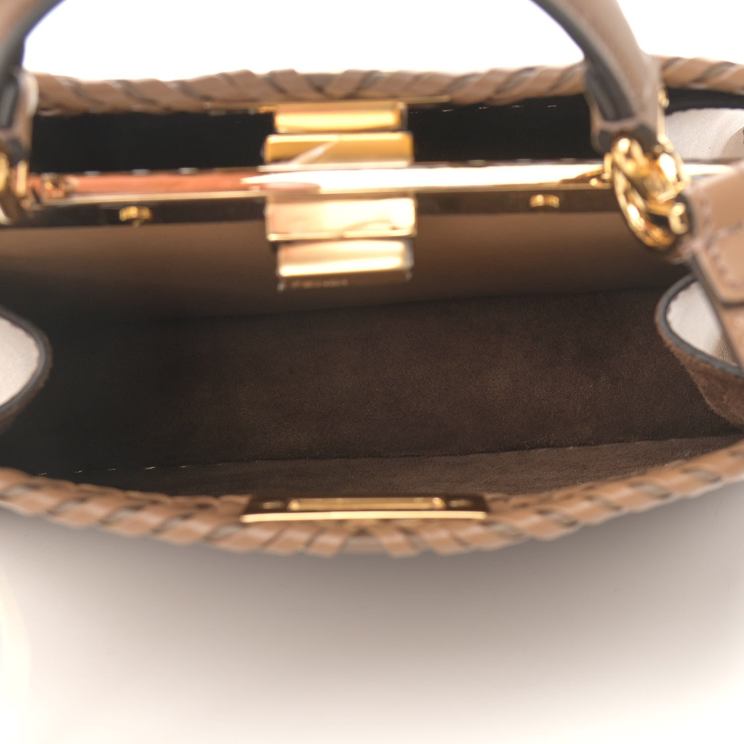 Fendi Vitello King Ceylon Shiny Nappa Woven Small Peekaboo I SEE U Satchel Sand 6 of 11