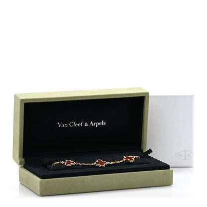 Van Cleef & Arpels 18K Yellow Gold Carnelian 5 Motifs Vintage Alhambra Bracelet 4 of 4