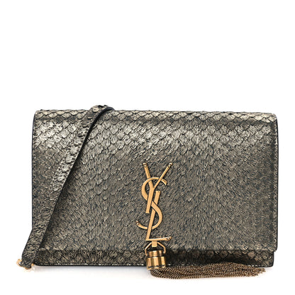 Saint Laurent Calfskin Python Embossed Classic Monogram Kate Tassel Chain Wallet Gold 1 of 10