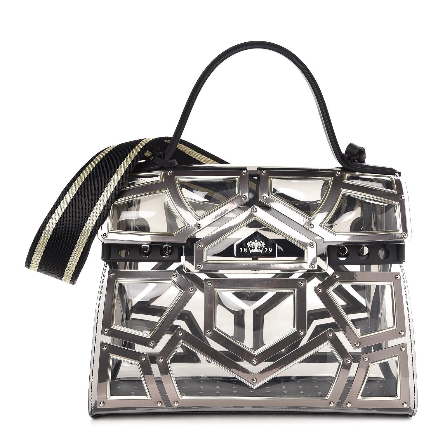 Delvaux Vinyl Gladiator Tempete Satchel Antique Silver Gold 1 of 6